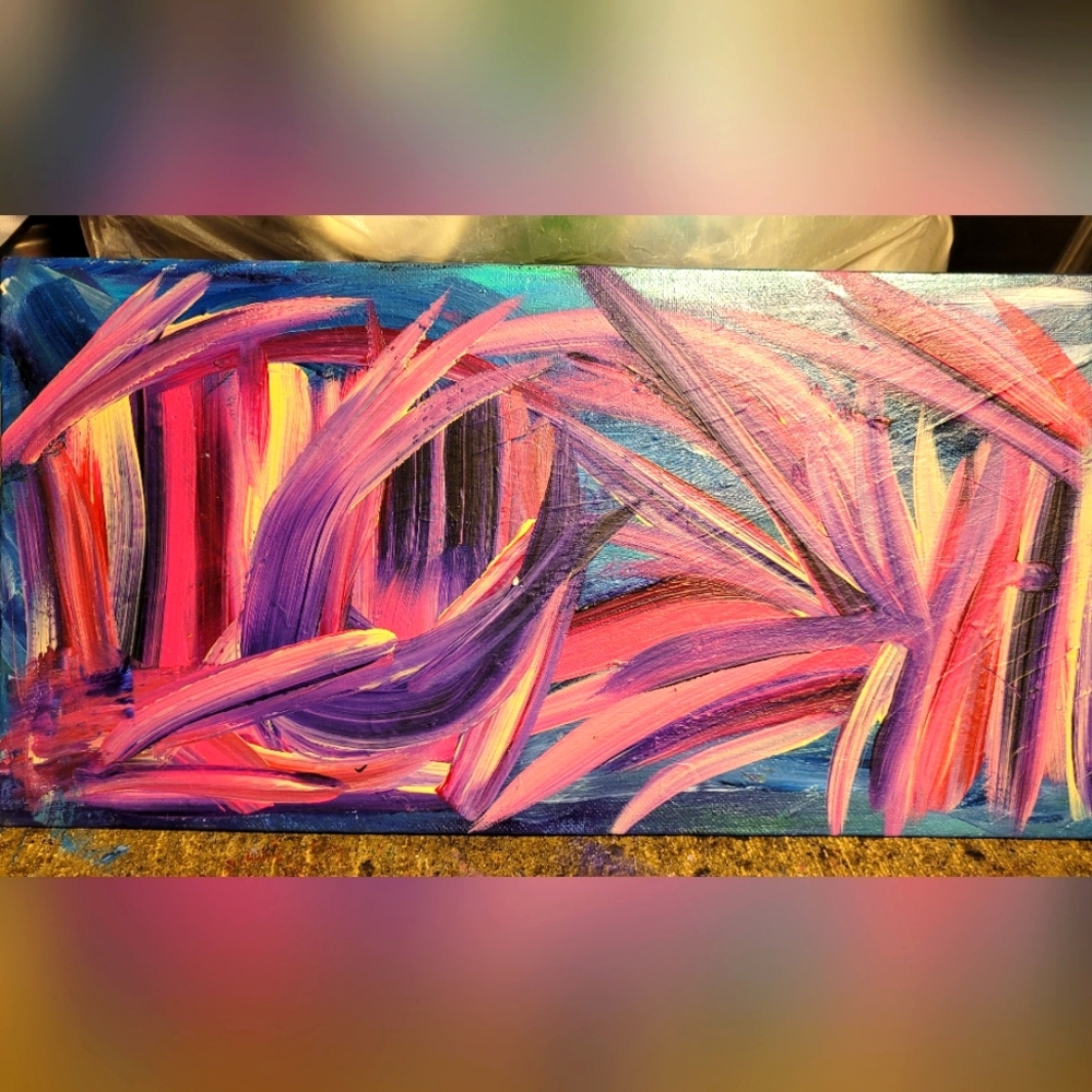 original Abstract Artwork -Acrylic on Canvas Board Painting 8"×16" *Untitled ajz